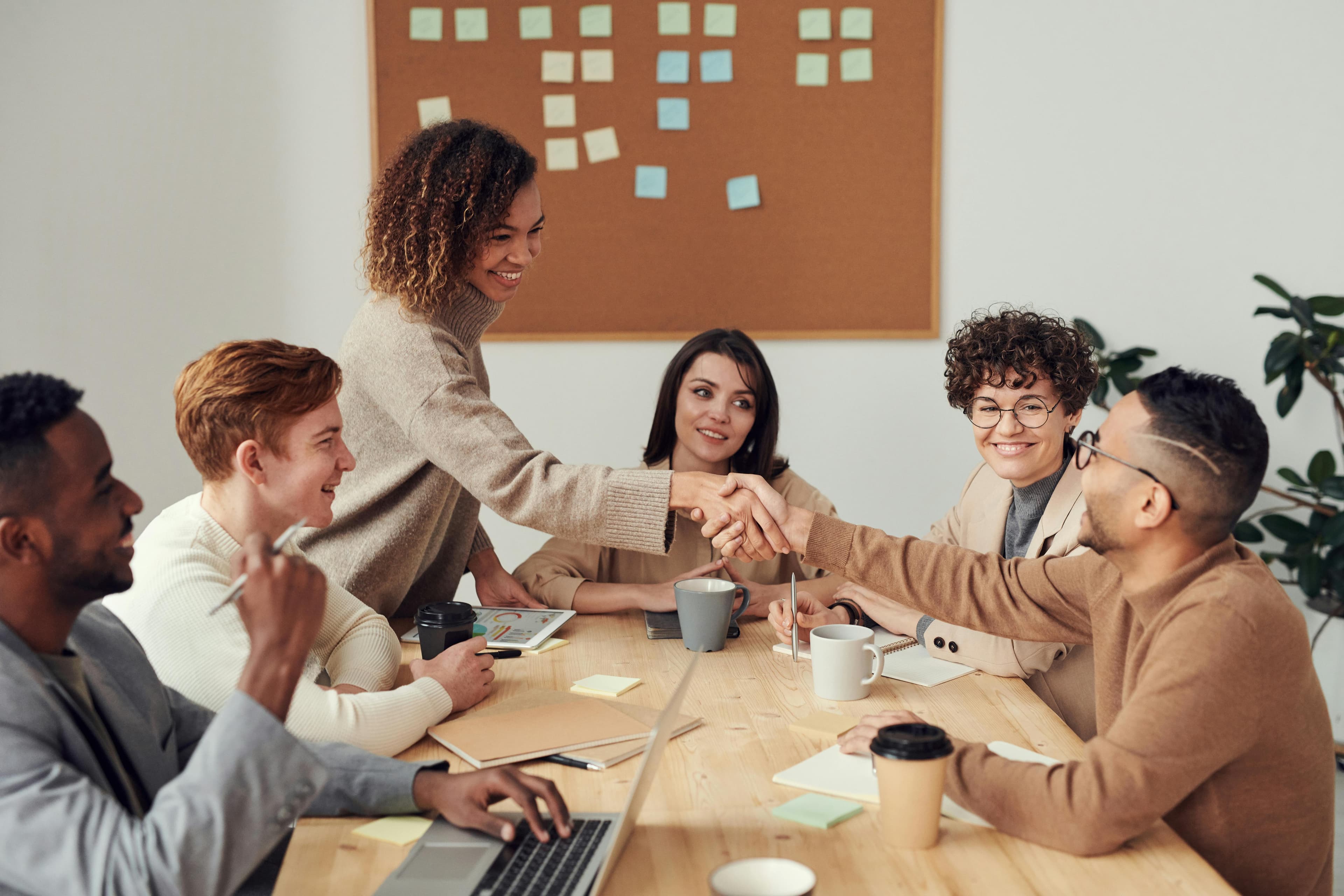 Small business team collaborating over growth plans